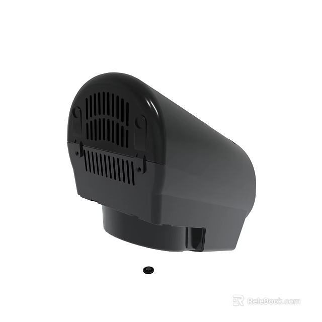Modern Small Black Curved Electrical Device Housing With Ventilation Holes 3d model 