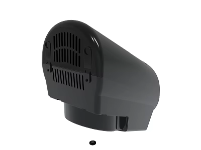 Modern Small Black Curved Electrical Device Housing With Ventilation Holes 3d model