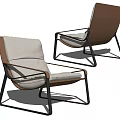 Modern Accent Leisure Chair With Metal Frame And Upholstered Seat Backrest In Light Gray Brown