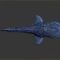 Vibrant Blue Shark Sculpture Featuring Intricate Patterns And Marine Art Design