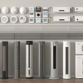 Various Types of Air Conditioners and Fans Including Wall Mounted and Floor Standing Models