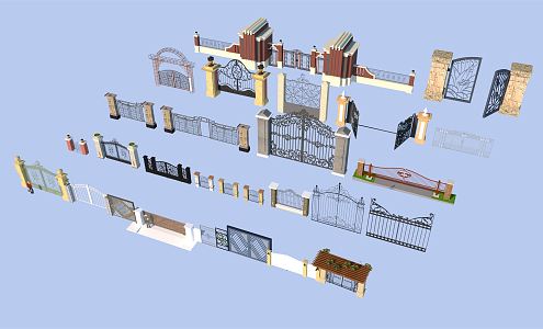 European-style iron gate 3d model