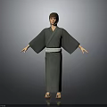 Child Wearing Traditional Kimono Standing With Arms Outstretched In Casual Pose