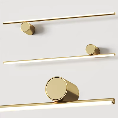 Modern Golden Wall Lamp with Sleek Design and Bright Illumination 3d model