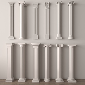 European Column Roman Column Gypsum Column Gypsum Line Cylindrical Square Column 3d model