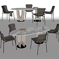 Modern Dining Table Set With Marble Tabletop And Metal Legs Including Chairs 3d model