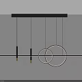 Modern Pendant Light With Geometric Circular Rings And Black Suspension Rods
