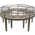 Circular Display Shelf with Glass Cover Multi Tier Design Metal Frame for Jewelry