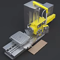 Industrial Machine With Yellow Mechanical Structure Silver Base Worktable And Control Panel