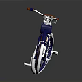 Vintage Blue Motorcycle With Brown Seat White Wheels And Chrome Details