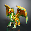 Fantasy Dragon With Vibrant Yellow Green Orange Wings And Detailed Scales