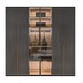 Modern Wardrobe Design With Wooden Frame Glass Doors And Metal Handles Interior Shelves