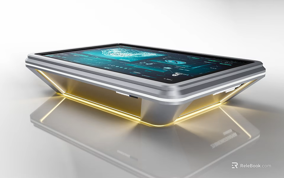 Modern Commercial Interactive Touchscreen Device with Illuminated Base and Digital Interface 3d model 