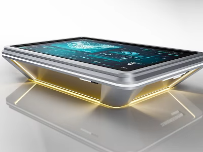 Modern Commercial Interactive Touchscreen Device with Illuminated Base and Digital Interface 3d model