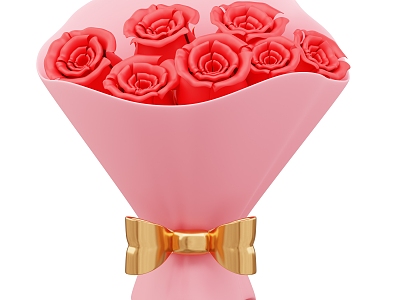 Modern Rose Cartoon Rose Flower bouquet flowers 3d model