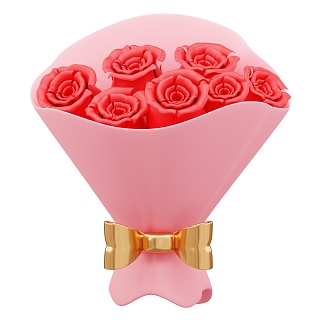 Modern Rose Cartoon Rose Flower bouquet flowers 3d model