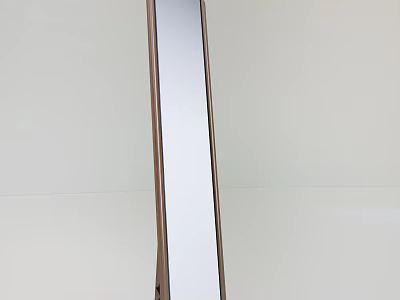 Standing Full Length Mirror With Wooden Frame And Light Colored Background 3d model