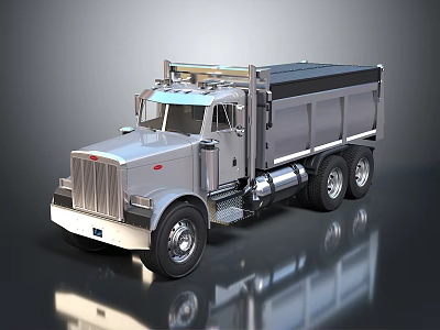 Silver Heavy Duty Dump Truck With Modern Design And Chrome Details 3d model
