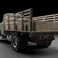 Vintage Green Truck With Wooden Cargo Bed Silver Front End And Large Tires