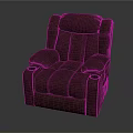 Single Seater Dark Red Leather Sofa With Comfortable Armrests And Cup Holders 3d model
