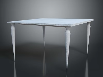 Modern Dining Table Set Interior Design With Square Stone Top And Tapered Textured Legs 3d model