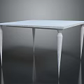 Modern Dining Table Set Interior Design With Square Stone Top And Tapered Textured Legs 3d model