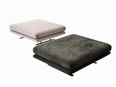 Modern Upholstered Ottoman In Light And Dark Colors For Living Room Decor 3d model