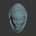 Shiny Blue Textured Human Face Mask Art Sculpture Design