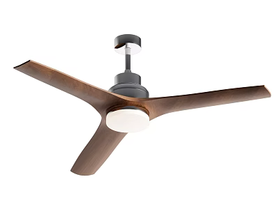 Modern Air Conditioning Fan With Wooden Blades Black Base And White Light 3d model