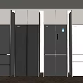 Modern Design Refrigerators In Silver Gray White Colors Side By Side 3d model