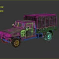 Vintage Rusty Military Truck With Camouflage Paint And Canvas Covered Cargo Bed