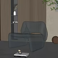 Transparent Modern Acrylic Lounge Chair With Wooden Slat Wall And Green Plant Decor