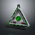 Triangular Green And Black Striped Portable Household Device With Circular Component And Red Indicator Lights
