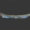 Old Blue And White Wooden Boat With Worn Hull Interior Seating And Red Stern Object