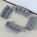 Gray Curved Sectional Sofas Arranged in Circular Formation on Light Floor Tiles 3d model