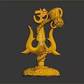 Golden Dragon Shaped Home Decorative Ornament With Intricate Base Design