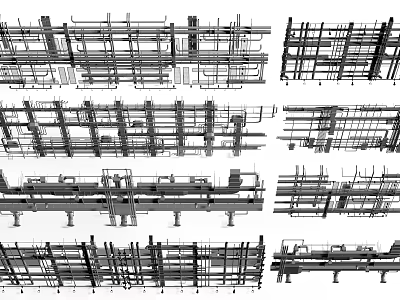 Ceiling Structure With Metal Grid Framework And Support System For Installation 3d model