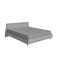 Modern Minimalist Double Bed With Beige Upholstered Headboard And Wave Patterned Mattress