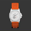 Orange Silicone Strap Watch With Silver Dial And Metal Case Design