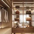 Modern Wardrobe Interior Design With Glass Doors Hanging Clothes Bags And Shoes