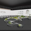 Modern Stage Design With Water Features Decorative Plants Lighting And Steps 3d model