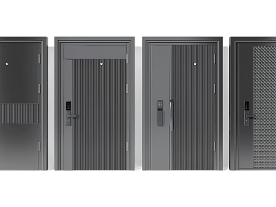Different Styles Of Modern Security Doors Displayed 3d model