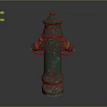 Vintage Ornate Fire Hydrant With Verdigris Finish Top Cap And Side Chains