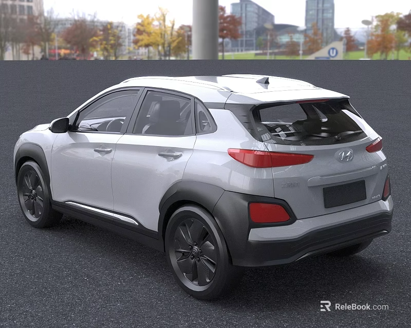 Hyundai Silver SUV Car With Black Wheels Red Taillights And Black Accents In Outdoor Scene 3d model 