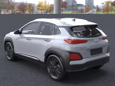 Hyundai Silver SUV Car With Black Wheels Red Taillights And Black Accents In Outdoor Scene 3d model