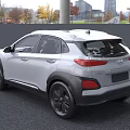 Hyundai Silver SUV Car With Black Wheels Red Taillights And Black Accents In Outdoor Scene