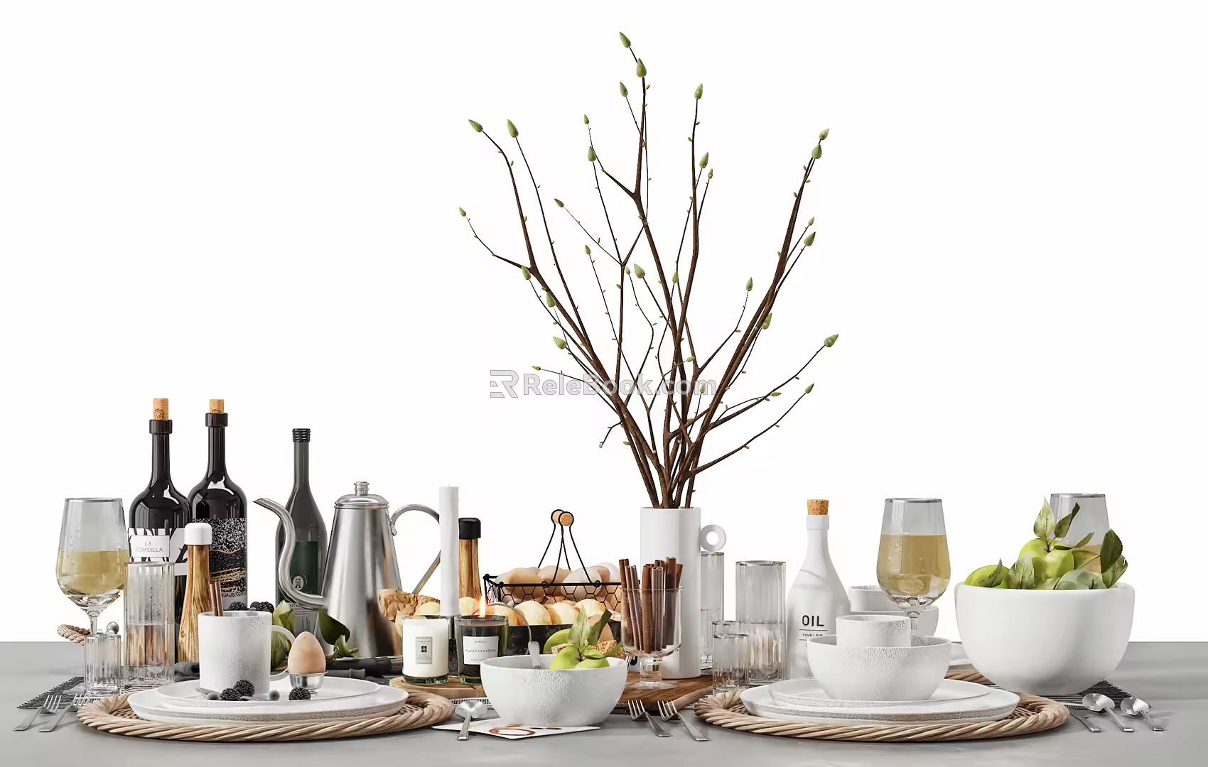 Modern Tableware Ornaments Combination 3d model