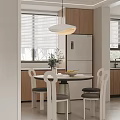 Modern Dining Area Open Design With Dining Table Chairs Pendant Light And Bar Stools