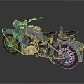 Shiny Blue Vintage Motorcycle With Black Seats Chrome Details And Retro Design