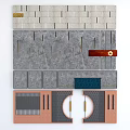 Multimaterial Feature Wall Design With Textured Brick Slate And Decorative Panels